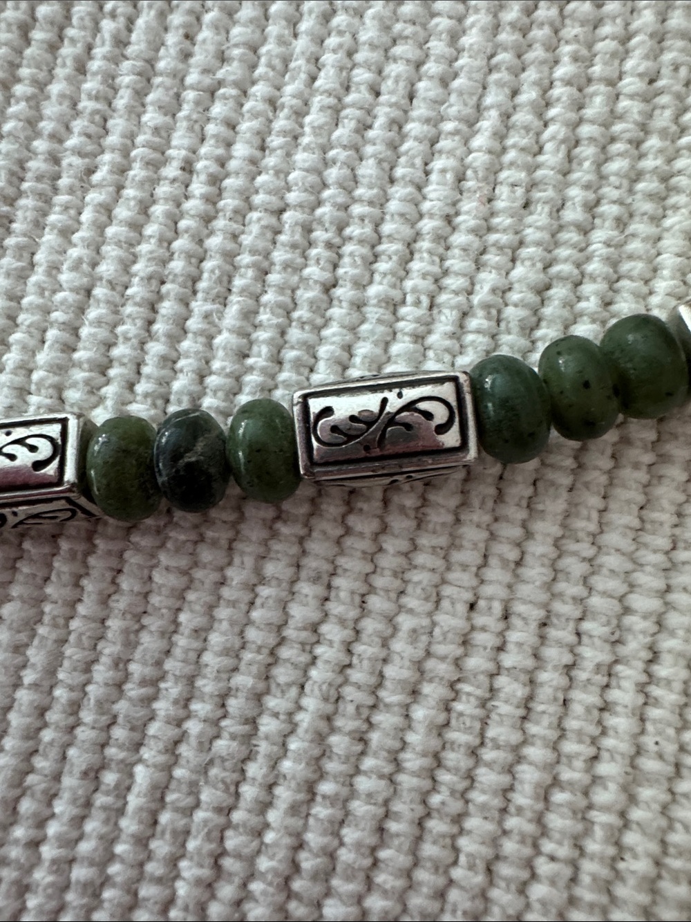 Green Beaded Silver-Accent Bracelet with Heart Charm - Picture 7 of 11